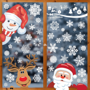 Christmas Decorations - Christmas Window Clings Decorations Stickers Indoor - Snowflakes Window Clings Decor for Home Office Classroom