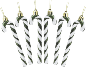 ® Pack of 6-13Cm Glitter Candy Cane Christmas Tree Decorations/Ornaments (Forrest Green)