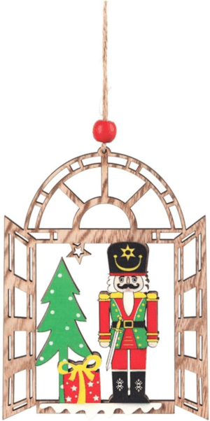 Christmas Wooden Hanging Pendant Nutcracker Soldier Hanging Decorative for Yard Home Party(Type B)