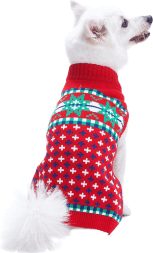 for Love of Holiday - Christmas Designer Dog Sweater, Back Length 12", Pack of 1 Clothes for Dogs